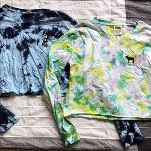 Tiedye blue and green Pink long sleeved shirts S
